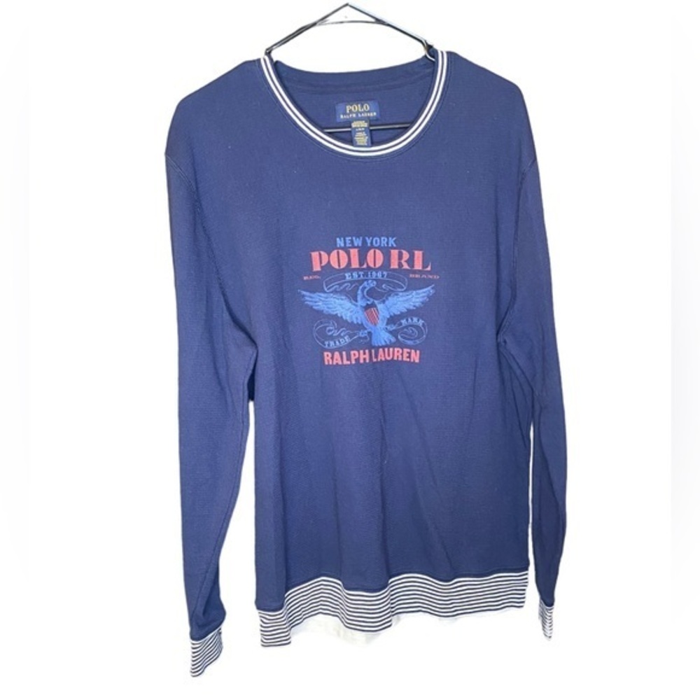 Polo Ralph Lauren NY Eagle graphic logo sleepwear waffle knit shirt large